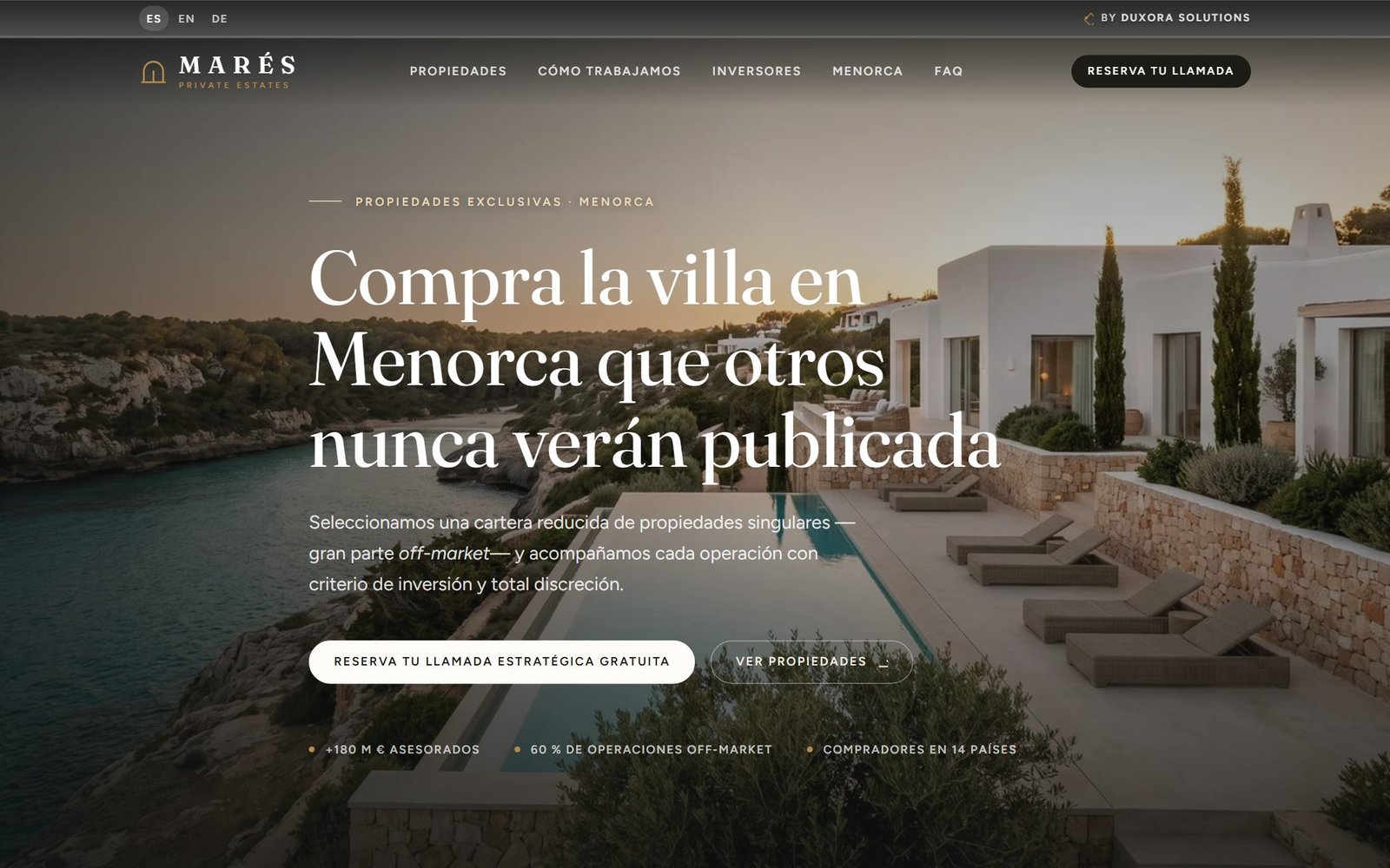 Página de inicio de MARÉS Private Estates