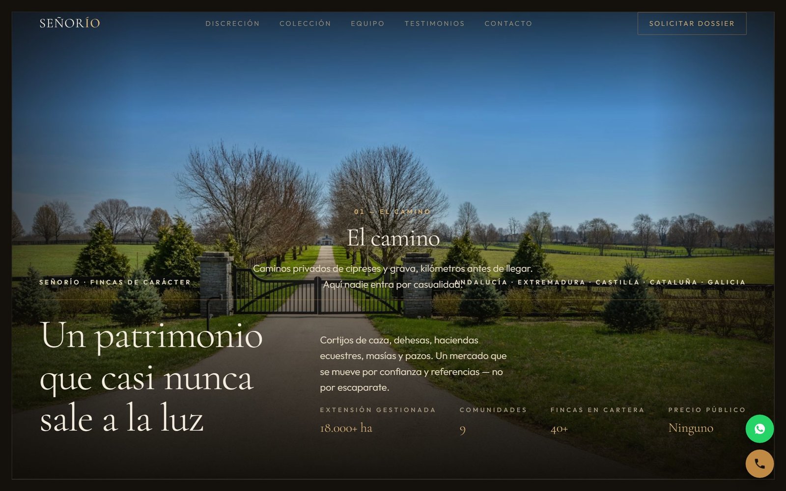 Página de inicio de SEÑORÍO Fincas de carácter